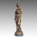 Female Bronze Garden Sculpture Clothes Lady Art Figure Brass Statue TPE-548